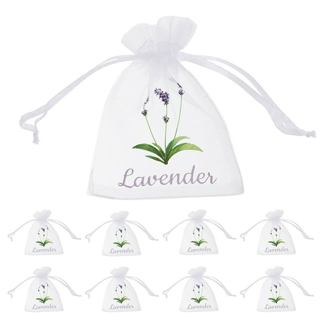 50 bolsitas vacías de lavanda con cordón, pequeñas bolsas de malla para guardar en el armario y fragancias, bolsas de tela violeta claro para flores secas y especias