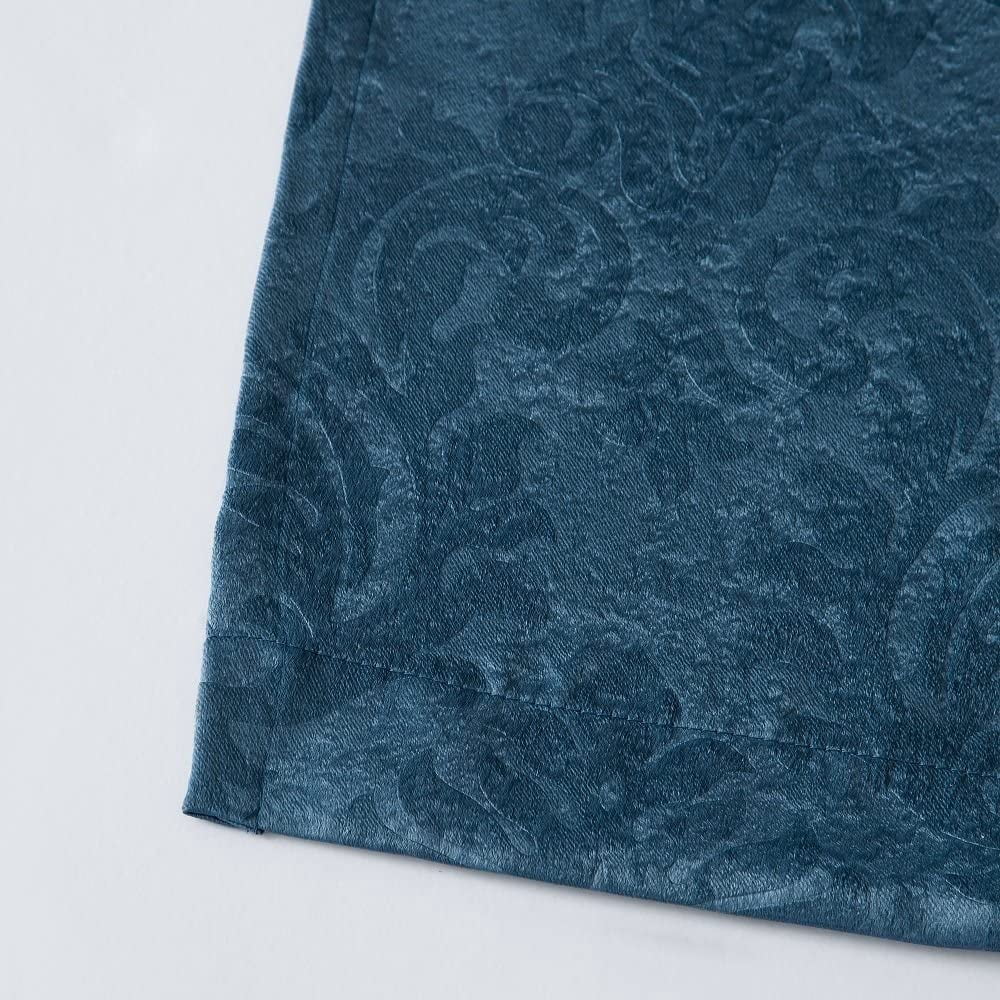 WARM HOME DESIGNS 1 Pair (2 Panels) of Blue Teal Blackout Curtains with Embossed Textured Damask Flower Pattern. EV TEAL 2x54x63