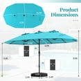 thumbnail image 3 of Costway 15 Ft Patio Double-Sided Solar LED Market Umbrella Crank 36 Lights Base Turquoise, 3 of 10