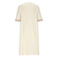 thumbnail image 6 of Ruimatai Women's Loose Cotton Linen Dress with Lace Collar, Five Quarter Sleeve Midi Dress, Comfortable Casual Summer Dress, 6 of 7