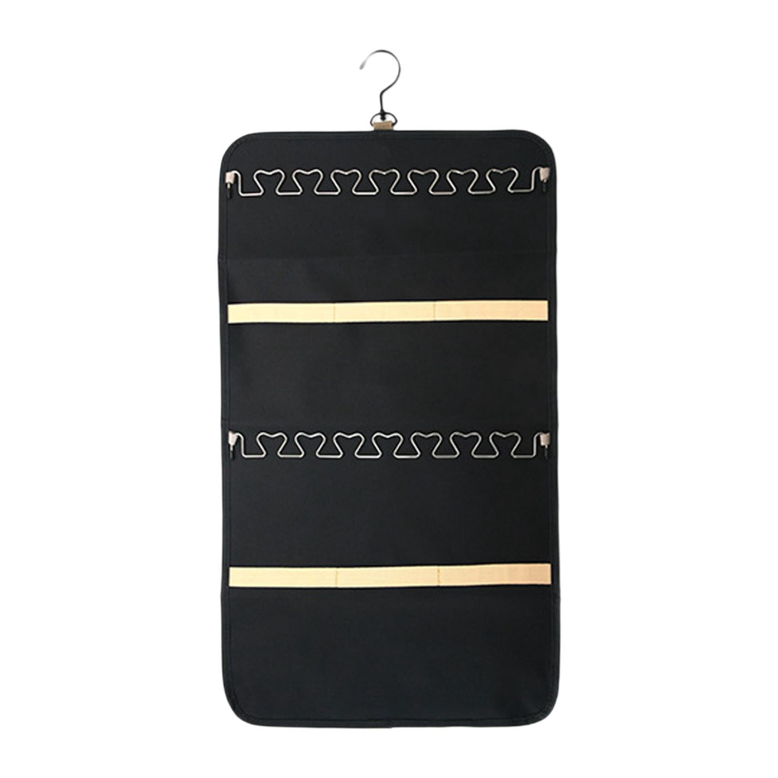 FVDPWYE Double Sided Hanging Jewelry Organizer Jewelry Roll for Earrings Rings Wall Door Black