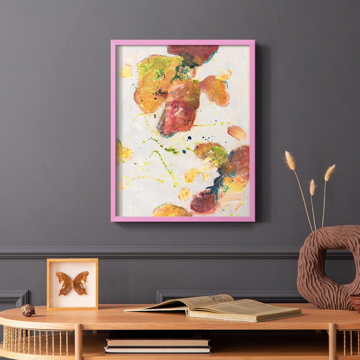 Attracting Love II Framed Print in Pink Solid Wood Framed Print No Nail Hanging