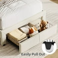 thumbnail image 4 of Memoryfield Twin Bed Frame with Bookcase Headboard, Upholstered Platform Bed Frame with Under-Bed Drawer, No Box Spring Needed/Noise-Free, Beige, 4 of 7
