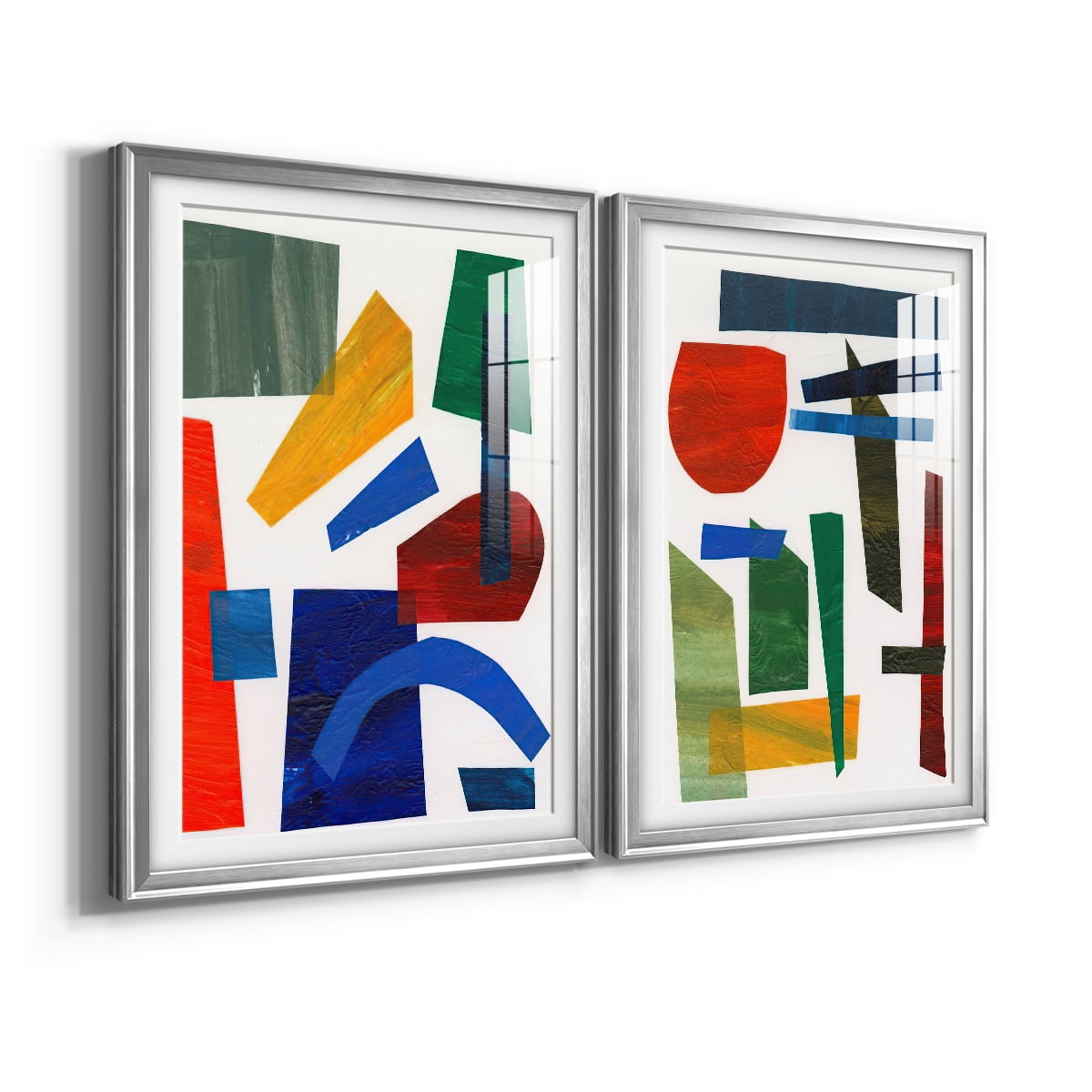Wexford Home Colorful Shapes I Premium Framed Print, 26.5" x 36.5" - Ready to Hang, Silver (Set of 2)