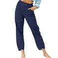 thumbnail image 1 of Timegard Lounge Pants for Women Elastic Waist Tapered Leg Solid Color Lightweight Pants with Pockets, 1 of 5