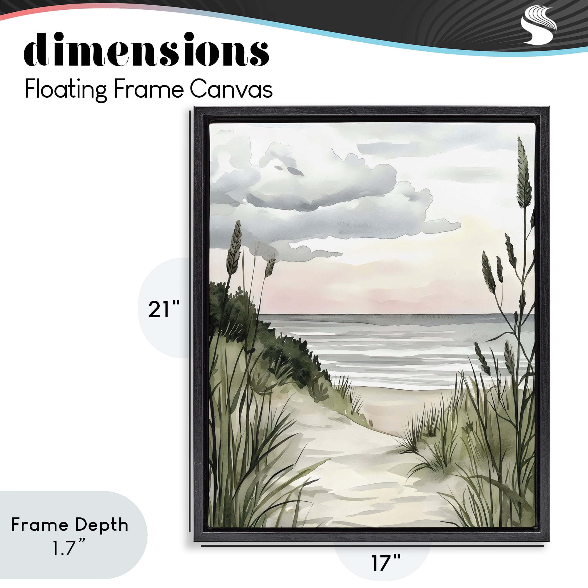 Stupell Industries Coastal Calm Seaside Dunes Black Framed Floater Canvas Wall Art, design by Riley B