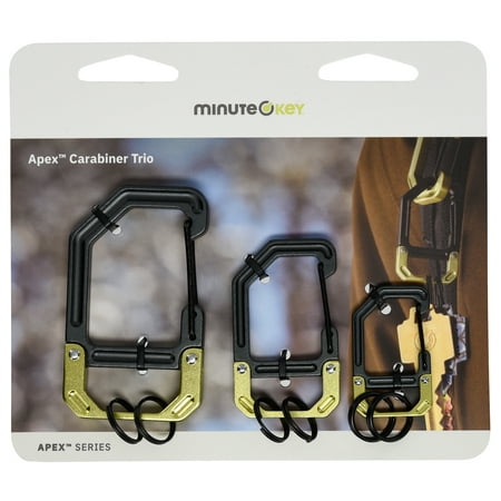 Minute Key Apex Carabiner Trio  Aluminum  Black and Neon
