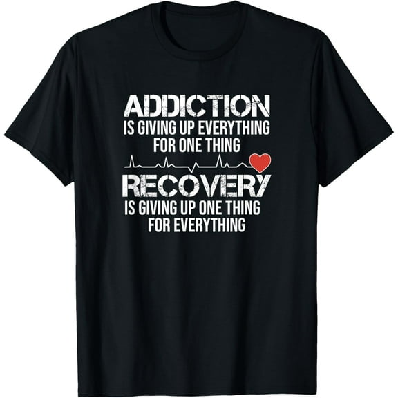 t-shirt Addiction VS Recovery AA NA Heartbeat for a Clean Sober Life T-Shirt.