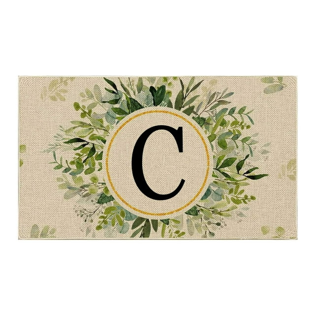 Binwennn 1PCS Summer Floor Mats Letter Family Last Name Initial Doormat Summer Doormat Holiday Mats Welcome Door Mats Polyester Door Mat Beach Non Floor Mat 1PC Doormat Fuzzy Small Rug Throws Blankets