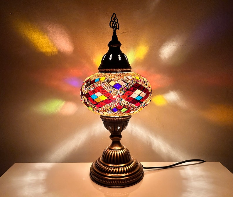 Mosaic Lamp Lamp Handmade Mosaic Glass Table Lamp Mosaic Bedside Night Lamp Turkish Lamps Mosaic Lamp Lamps For tables - image 5 of 5