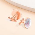 thumbnail image 7 of HemaKayy Cufflinks for Men, Classic Wedding Business Shirt Cuff Links Personalized Gifts Father Grandfather Dad Husband Boyfriend Tie Clip, Round - Rose Gold - Unique Marble Texture, 7 of 7