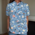 thumbnail image 2 of TOWMUS Linen Shirts Women Women's Summer Doll Neck Top With Print Short Sleeve Pullover Top Casual Shirts for Women Womens Tops Blue, 2 of 4