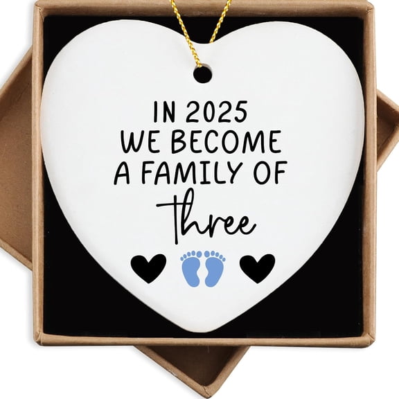First Time Mom and Dad in 2025 Ceramic Ornament, Family of Three Keepsake, Christmas Ornament for New Parents or Couples