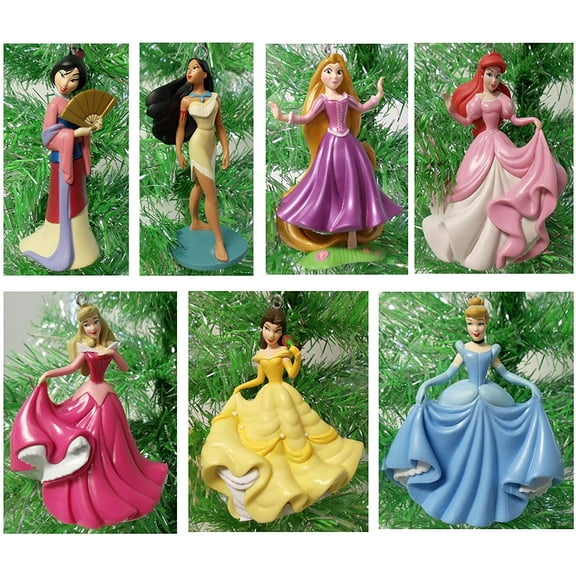 Authentic Magical Princesses 7 Christmas Tree Holiday Ornament Pvc Figures 3" Charm New