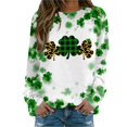 thumbnail image 1 of VBARHMQRT Sweat-Shirt pour Femmes Graphique Imprimés de la Saint-Patrick Manches Longues Col Rond T-Shirt Haut, 1 of 5