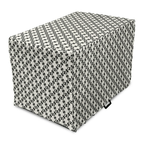 Geometric Dog Crate Cover, Creative Design Rhombus Shape Grid Repeating Pattern Illustration, Easy to Use Pet Kennel Cover Small Dogs Puppies Kittens, 7 Sizes, Charcoal Grey Eggshell, by Ambesonne