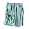 thumbnail image 3 of HVOBTTY Women's Short Pajama Pants, Pajama Pants for Women, Women's Casual Soft Solid Color Breathable Ribbed Wide Leg Comfortable Shorts Home Sleepwear Pants Green, L, 3 of 5