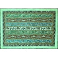 thumbnail image 1 of Ahgly Company Machine Washable Indoor Rectangle Abstract Turquoise Blue Modern Area Rugs, 2' x 5', 1 of 4