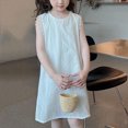 thumbnail image 2 of THDHVS Baby Girl Dress,Kid's Lace Sleeveless Round Neck Dress Fashion Solid Color Casual Princess Dress for Girls White 8-9 Years, 2 of 7