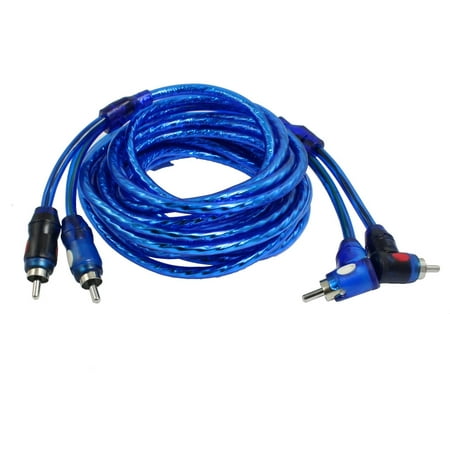 - 4.5M 14.7Ft Right Angle to Straight Male 2 RCA Cable Cord Blue