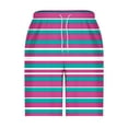thumbnail image 4 of ZCFZJW Men's Hawaiian Beach Shorts Big and Tall Regular Fit Elastic Waist Drawstring Swim Trunks Lightweight Summer Casual Striped Print Shorts with Pocket Purple XXXXXL, 4 of 5