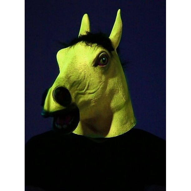 Masque Costume Adulte Cheval Jaune Sensible à la Lumière Noire