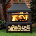 thumbnail image 1 of Deko Living 40 Inch Rectangular Outdoor Metal Wood Burning Fireplace with Log Storage and Poker, 1 of 3