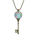 thumbnail image 1 of Local Japanese Travelling Culture Key Necklace Pendant Tray Embellished Chain, 1 of 3