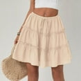 thumbnail image 4 of Mqqzkk Women's Summer Skirts High Waist Ruffle Solid Color Tiered A Line Skirts Flowy Pleated Beach Mini Skirt, 4 of 7