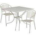 thumbnail image 2 of Flash Furniture Commercial Grade 35.5" Square Light Gray Indoor-Outdoor Steel Patio Table Set with 2 Round Back Chairs, 2 of 5