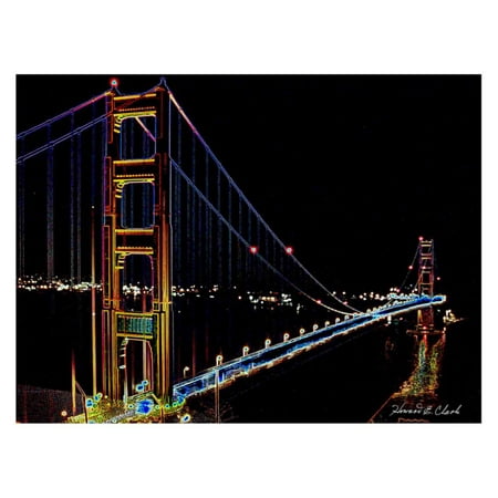 Louis Leonard Art Glowing Golden Gate Bridge by Howard Clark Canvas Wall