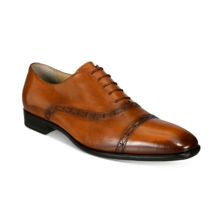 

Roberto Cavalli Men s Burnished Cap-Toe Oxfords Cognac Size 44.5 EU / 11.5 US