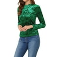 thumbnail image 4 of Allegra K Women's Velvet Tops Round Neck Long Sleeve Casual T-Shirt, 4 of 5