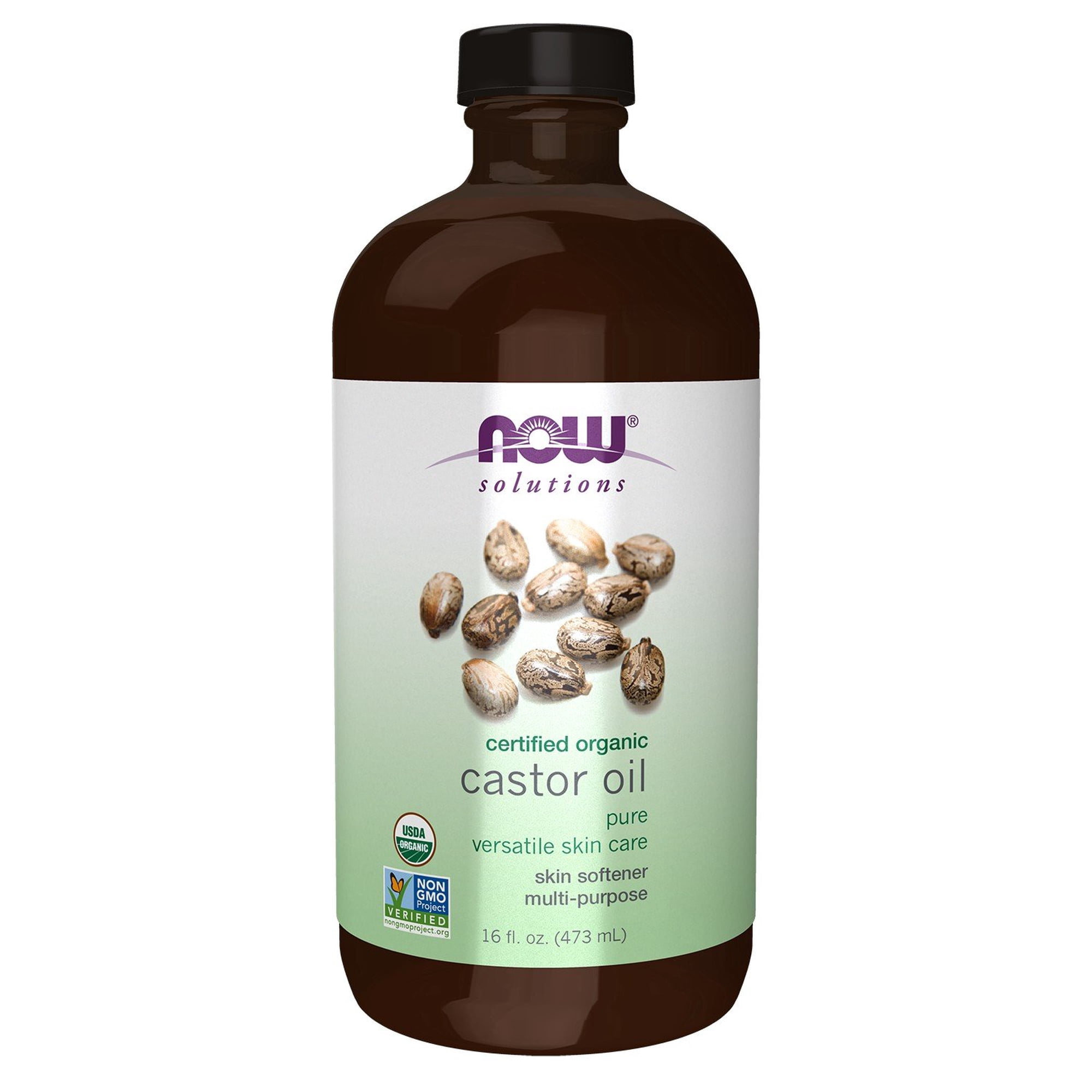 Now Foods Certified Organic - Castor Oil in Glass Bottle 16 fl. oz. (473 mL) Liquid