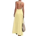 thumbnail image 3 of Women's Sleeveless Pockets Maxi Strappy Neck Flowy Loose Long Sundress Dress for Casual Beach Yellow XXL, 3 of 7