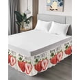 thumbnail image 4 of Strawberry Wrap Around Bed Skirts for King Bed 16" Drop, Bed Skirt with Adjustable Elastic Belt Dust Ruffle Bed Valance for Bedroom Hotel Luxury Red Summer Fruits Green Botanical Bed Frame Cover, 4 of 7
