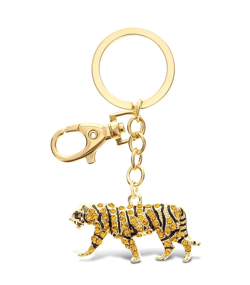 Animal Key Ring Ceative Cute Keychain Crystal Rhinestone Tiger Key Chain for Girls Handbag Jewelry/&Clothing Accessories,Gold Black Keychain