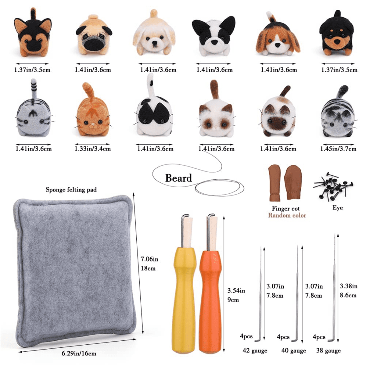 Needle Felting Kit,12 Pcs Doll Wool Beginner Kit with Instruction,Felting Foam Mat and DIY Craft