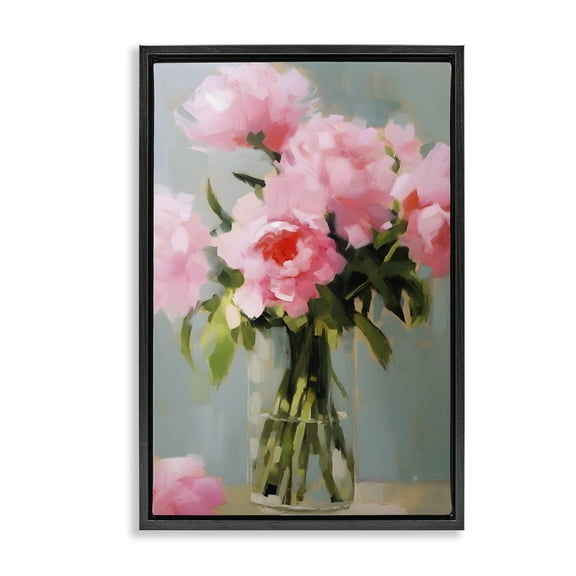 Stupell Industries Confetti Roses Bouquet Botanical & Floral Painting Black Floater Framed Art Print Wall Art, 17 x 25