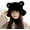 Black, variant on Winter Faux Fur Bucket Hat Cute Bear Ears Furry Bucket Hat Fashion Warm Wide Brim Plush Fisherman Cap for Women Girls