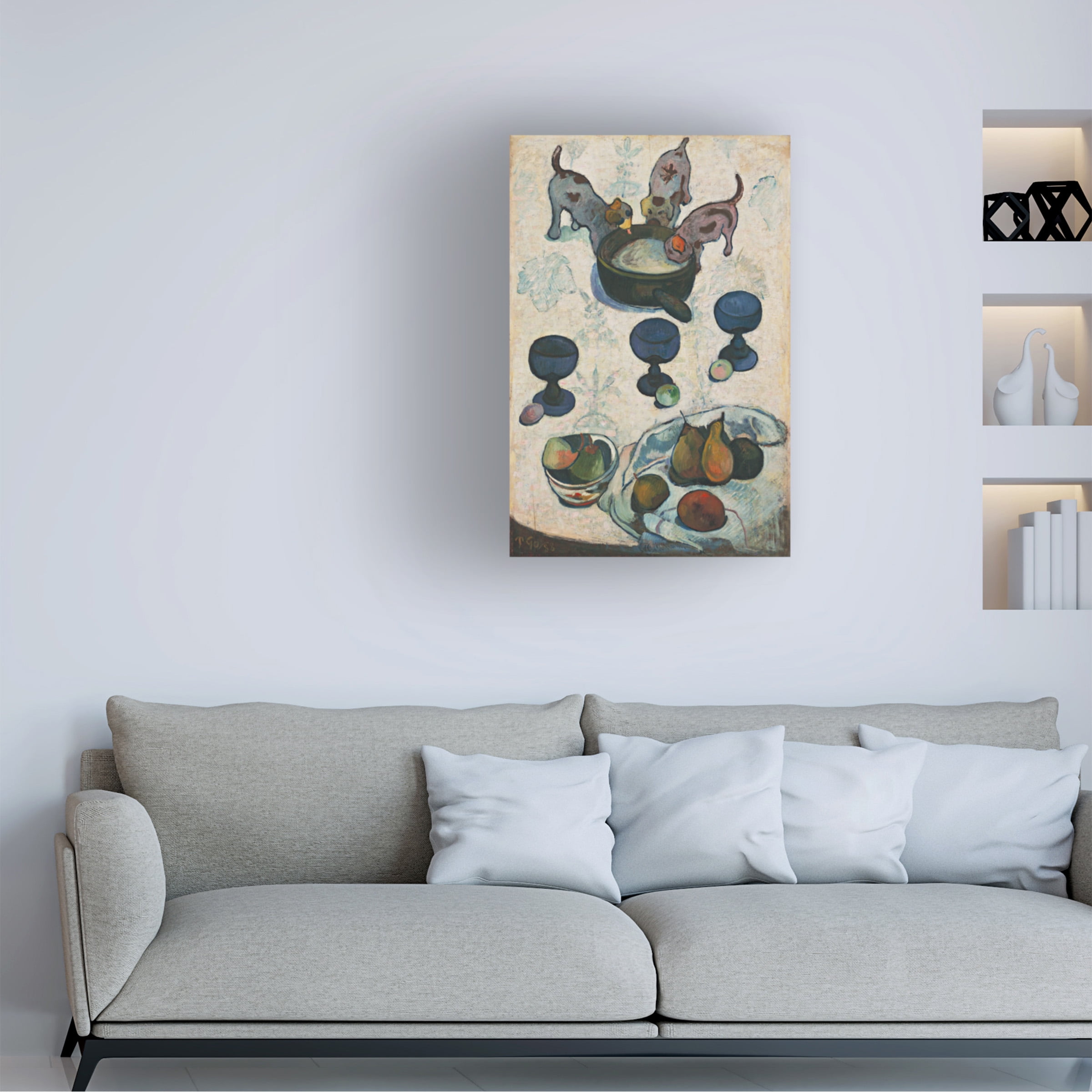 Trademark Fine Art Gauguin Still Life with Three Puppies Canvas Wall Art - 30x47