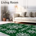 thumbnail image 2 of ODIKA 5'x7' Machine Washable Non-Slip Area Rug, Snowflake Christmas Cushioned with Merry Wishes Typography High Traffic Rug, Green, 625501, 2 of 7