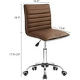 thumbnail image 2 of XiHuaZhaoChen Modern Adjustable Low Back Armless Ribbed Task Office Desk Vanity Swivel Rolling Leather Computer Conference Chair (Brown), 2 of 9