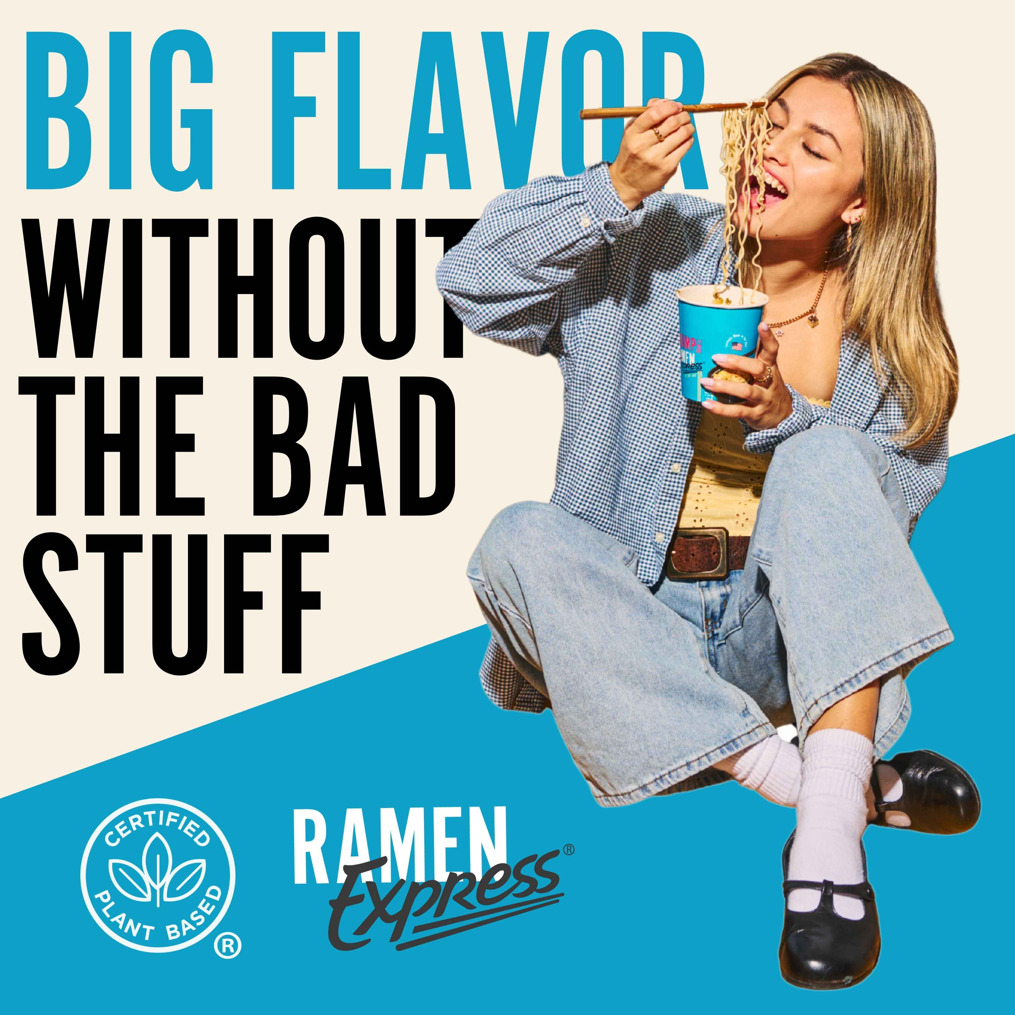 Ramen Express Shrimp Flavor Ramen Noodles by Chef Woo, Vegan, Halal, Kosher, 2.25 oz cup, 12 cups