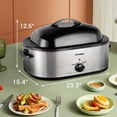 thumbnail image 5 of Horno asador eléctrico de 22 cuartos, asador de pavo con diseño de tapa autoadhesiva, horno asador de pavo eléctrico grande de acero inoxidable para pavos de hasta 26 lb, 5 of 5