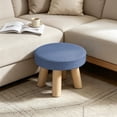 thumbnail image 5 of Topukaiba Round Stool Backless Counter Height Stool Solid Wood Legs Upholstered Seat Vanity Stool for Living Room Bedroom Makeup Desk Entryway Kids Stool, 10.6"x6.7", Light Blue, 5 of 6