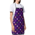 thumbnail image 4 of Yiaed Purple Mardi Gras Print Kitchen Apron with Hand Wipe Pockets,Big Pocket,Aprons for Women with Pockets, Waterproof for Cooking Baking, 4 of 7