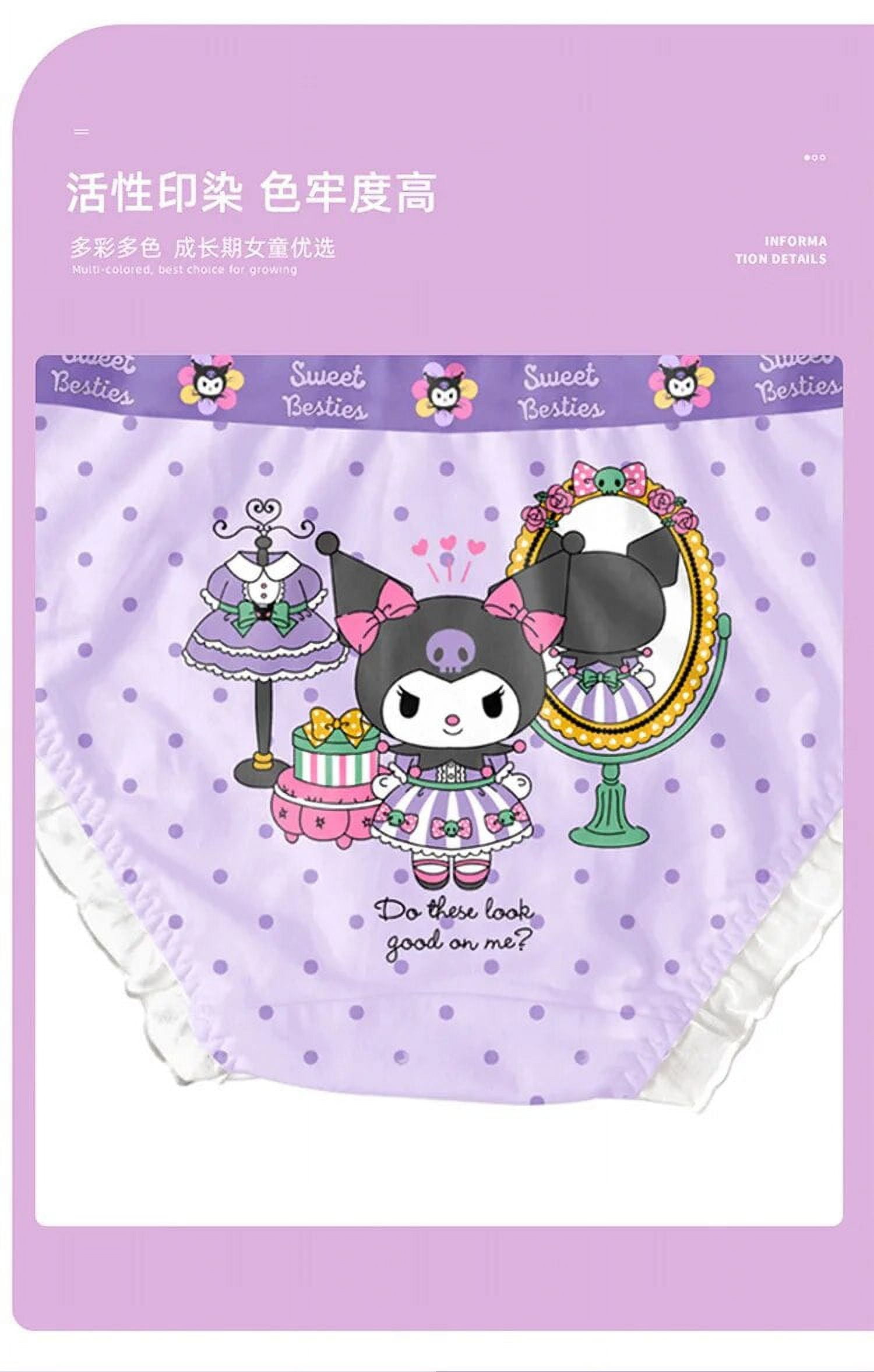4PCS Kuromi Underwear Sanrio Anime Cartoon Print Girls Cotton