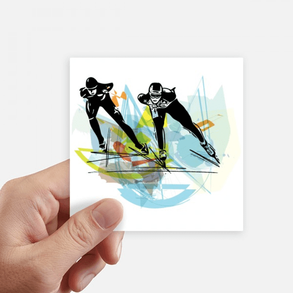 Sport Speed Skating Athletes Watercolor Sticker Square Waterproof Stickers Wallpaper Car Decal