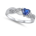 thumbnail image 4 of CHOOSE YOUR COLOR Blue Simulated Sapphire Infinity Knot Heart Ring .925 Sterling Silver Band CZ Female Size 4, 4 of 4